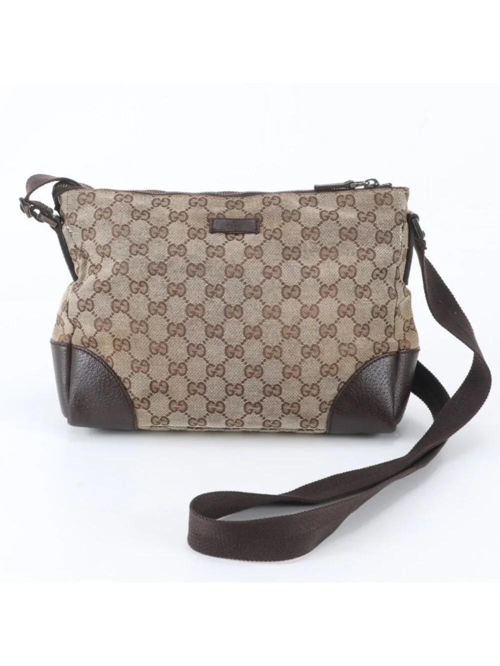 Gucci GG Canvas Leather Shoulder Bag Crossbody Messenger Business